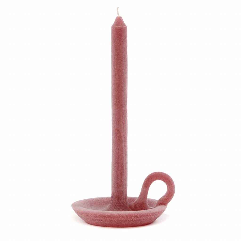 Candle and Candlestick Tallow Wine  Burgundy