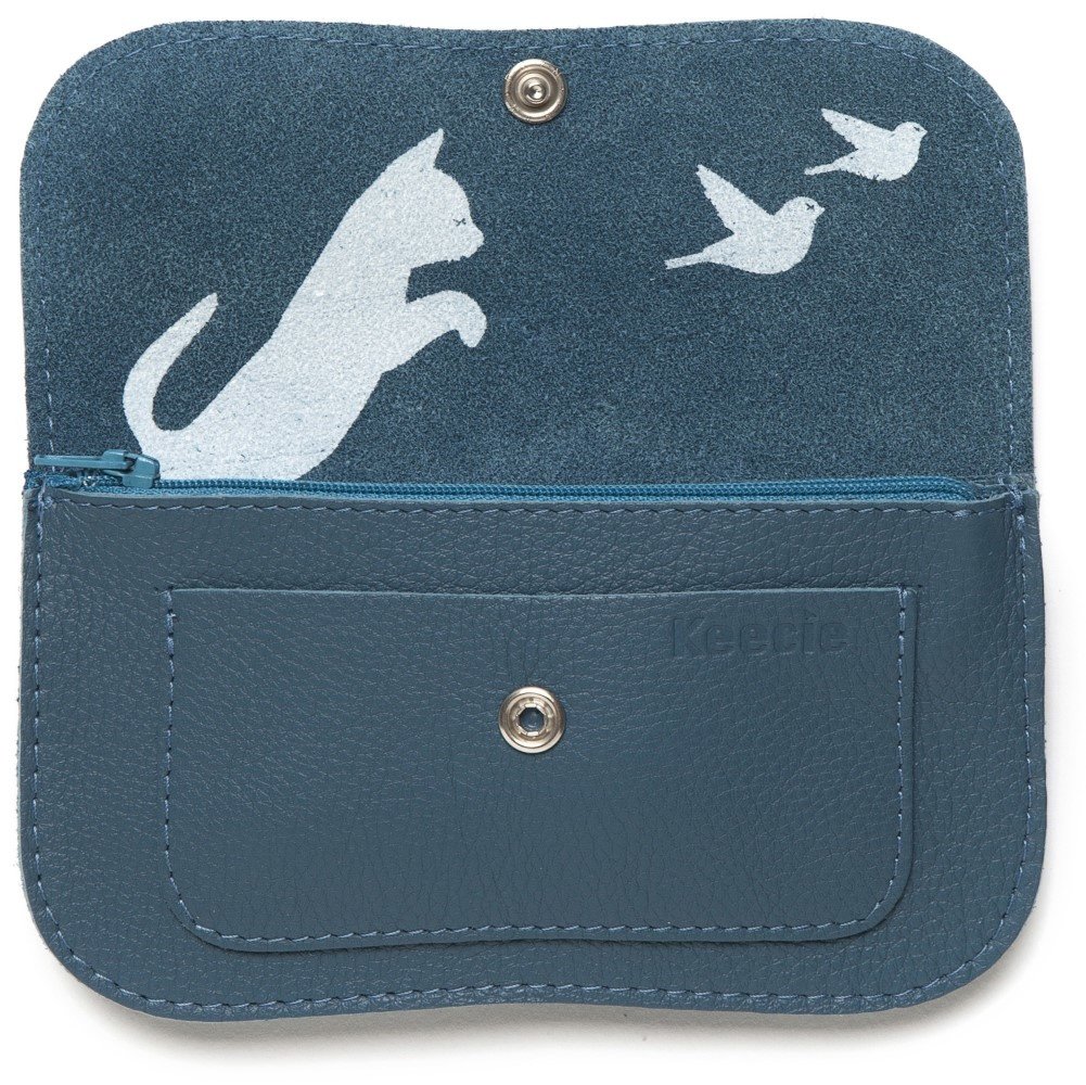 Wallet Cat Chase Faded Blue