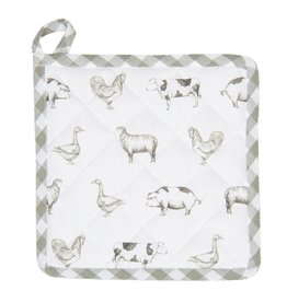 Clayre & Eef Potholder Country Life Animals, Green