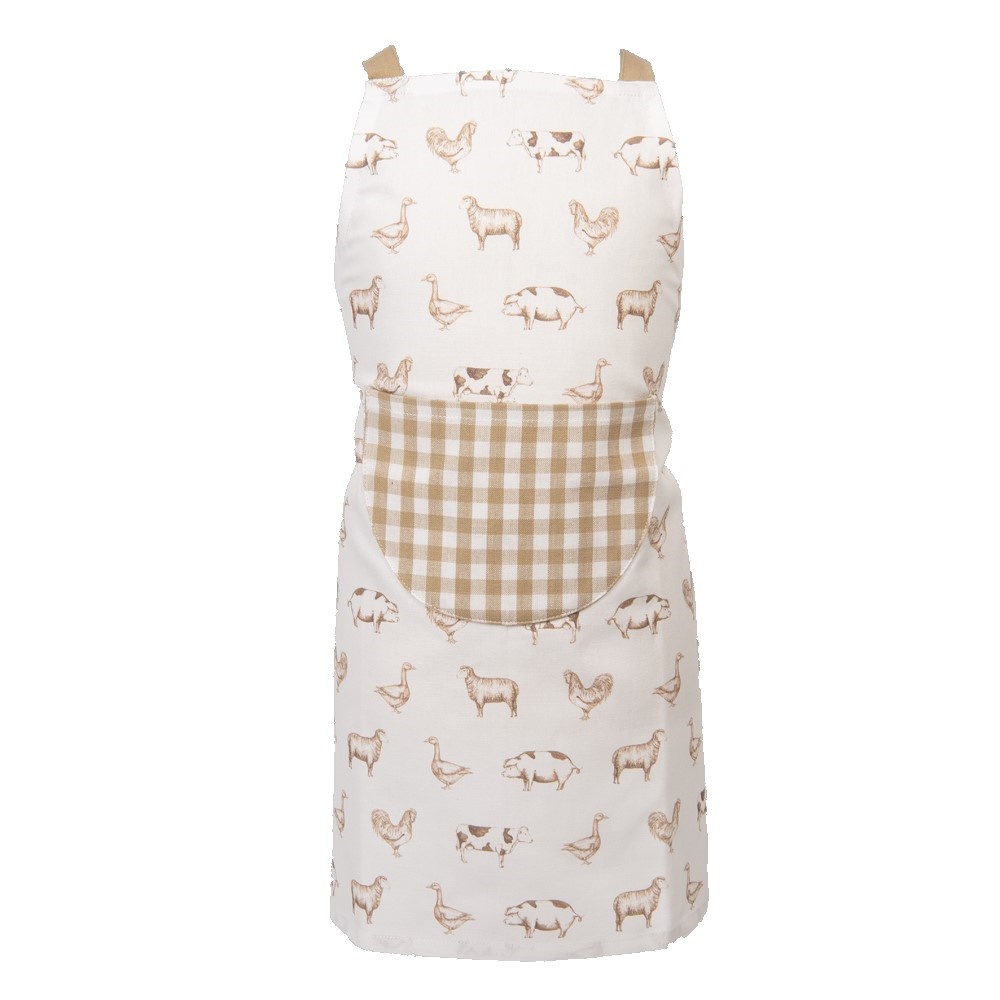 Child's apron Country Life Animals, Natural