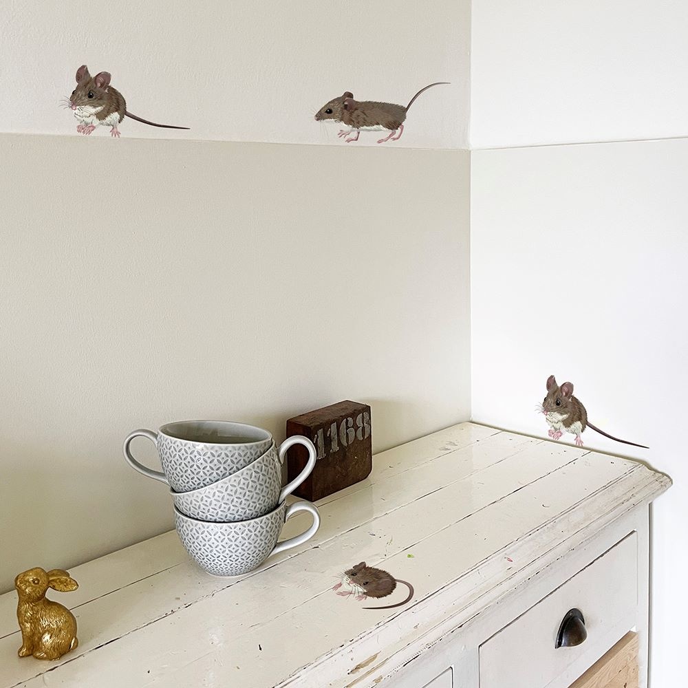 Wall sticker Wood Mouse Set of 4
