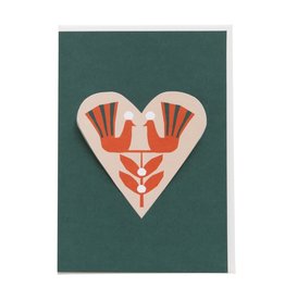 Jurianne Matter HEART Card Birds - Dark green