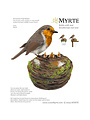 Muursticker Roodborst met nest