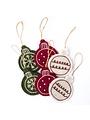 2D Christmas Ball Embroidered Holly Berry 3 pcs.