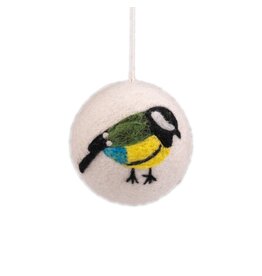 Sjaal met Verhaal Felt Pendant Ball Bird: Blue Tit