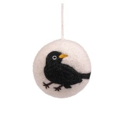 Sjaal met Verhaal Felt Pendant Ball Bird: Blackbird