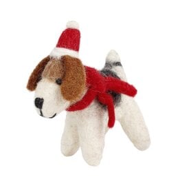 Sjaal met Verhaal Felt Pendant Dog with Santa Hat