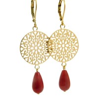 LILLY LILLY Oorbellen | Filli Large Gold | Red | Verguld