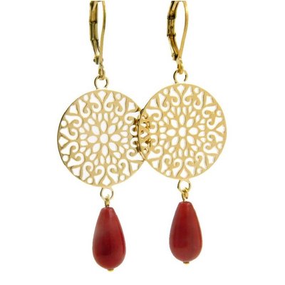 LILLY LILLY Oorbellen | Filli Large Gold | Red | Verguld