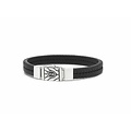 SILK Jewellery SILK Armband | 157BLK Armband Chevron  | Zilver | Zwart Leer