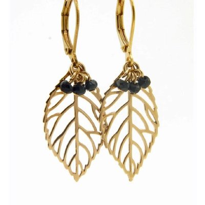 LILLY LILLY Oorbellen | Leaf Bunch | Verguld | Black Onyx