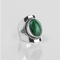 YMALA YMALA Ring | 925 Zilver | Malachiet edelsteen