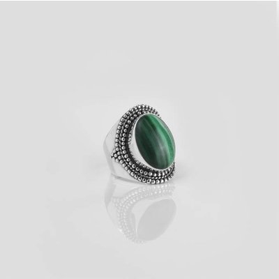 YMALA YMALA Ring | 925 Zilver | Malachiet edelsteen | YM-0007