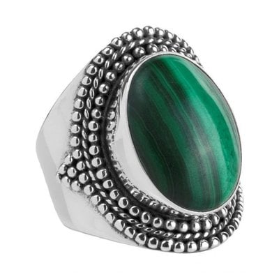 YMALA YMALA Ring | 925 Zilver | Malachiet edelsteen | YM-0007