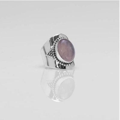 YMALA YMALA Ring | 925 Zilver | Rozenkwarts edelsteen | YM-0024