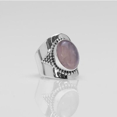 YMALA YMALA Ring | 925 Zilver | Rozenkwarts edelsteen | YM-0024