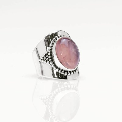 YMALA YMALA Ring | 925 Zilver | Rozenkwarts edelsteen | YM-0024