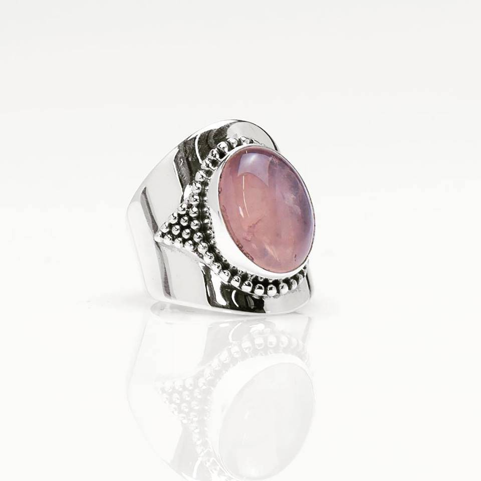 Verbazingwekkend YMALA Ring | 925 Zilver | Rozenkwarts edelsteen | YM-0024 DK-73