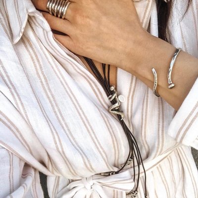 UNOde50 UNOde50 Ketting | SKALATOR | LEER | LANG |  COL1056MARMTL0U