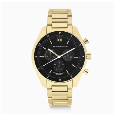 KAPTEN & SON KAPTEN & SON Horloge | RISE GOLD BLACK STEEL | 43 MM