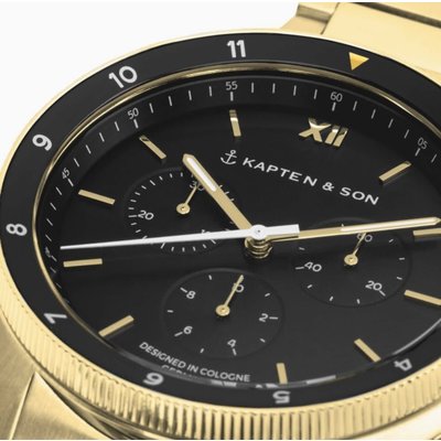 KAPTEN & SON KAPTEN & SON Horloge | RISE GOLD BLACK STEEL | 43 MM