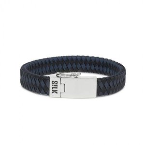 SILK Jewellery SILK Armband | 841BBU Armband Leather | Zilver | Leer | Zwart Blauw