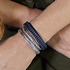 SILK Jewellery SILK Armband | 841BBU Armband Leather | Zilver | Leer | Zwart Blauw | 21 cm