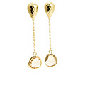 LILLY LILLY Oorbellen | Tumbled Stud L Long Drop Crystal | Verguld | Champagne