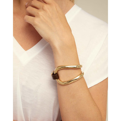 UNOde50 UNOde50 Armband | BITE | VERGULD | Leer | Uniek Design | PUL0228OROMAR0M