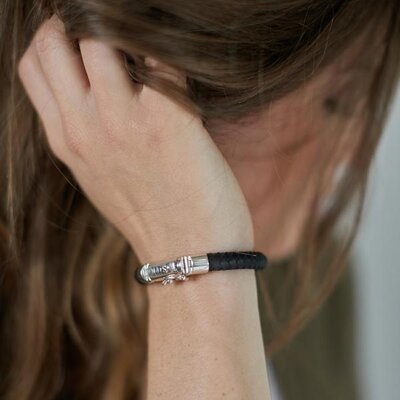 SILK Jewellery SILK Armband | 853BLK Armband | Zilver | Leer | Zwart