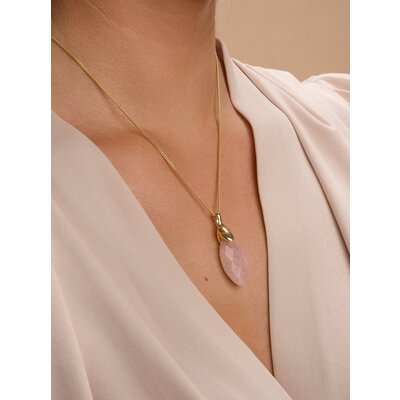 SPARKLING SPARKLING Ketting | Edelsteen | Rose Quartz Leaf