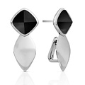 SPARKLING SPARKLING Oorbellen | Edge Onyx Oorstekers | Zilver