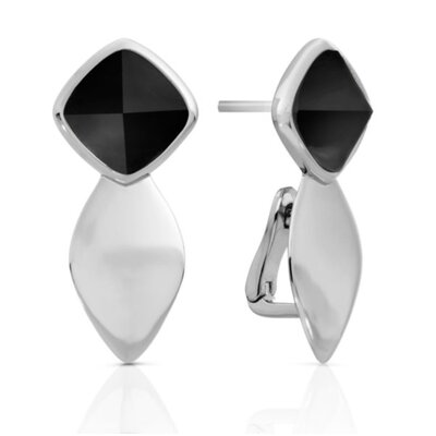 SPARKLING SPARKLING Oorbellen | Edge Onyx Oorstekers | Zilver