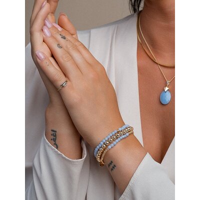 SPARKLING SPARKLING Armband | Blue Lace Agate Saturn small armband