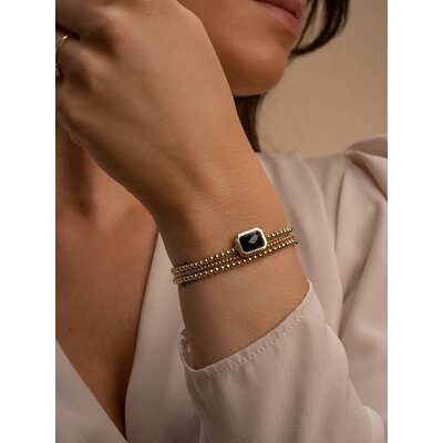 SPARKLING SPARKLING Armband | Onyx Baguette armband | Verguld