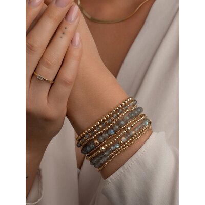 SPARKLING SPARKLING Armband | Labradorite Saturn small armband | Verguld