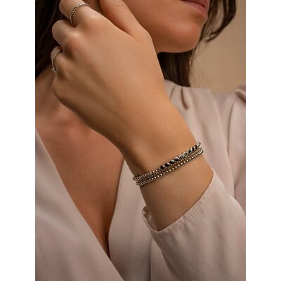 SPARKLING SPARKLING Armband | Black Flame, CZ Tube Bracelet - Zilver