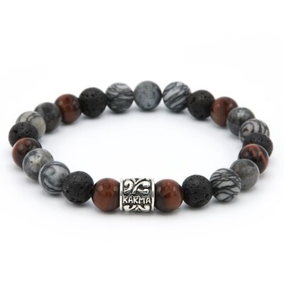 KARMA Jewelry KARMA Armband | Firewood Silver Logo Bead