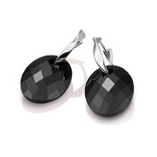 SPARKLING SPARKLING Oorbellen |  Onyx Medium Oval  Fuse Huggies Oorbellen Set | Zilver