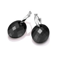 SPARKLING SPARKLING Oorbellen | Onyx Medium Oval Fuse Huggies Oorbellen Set | Zilver