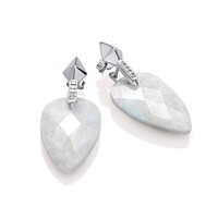 SPARKLING SPARKLING Oorbellen | Moonstone Blossom Pyramid Edge Oorbellen Set | Zilver