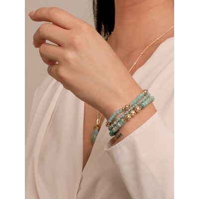 SPARKLING SPARKLING Armband | Rich Green Amazonite Bold Mix Armband | Verguld