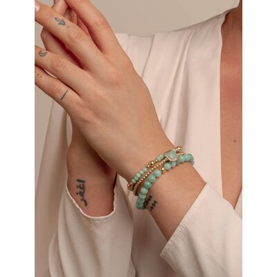 SPARKLING SPARKLING Armband | Rich Green Amazonite Bold Mix Armband | Verguld