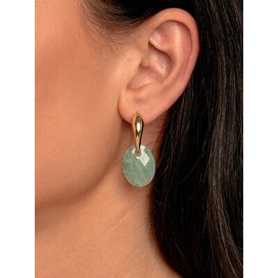 SPARKLING SPARKLING Oorbellen | Edelstenen | Rich Green Amazonite Medium Oval