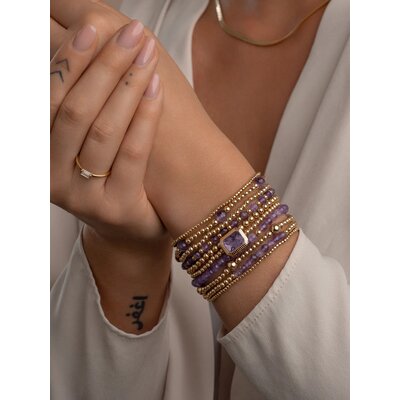 SPARKLING SPARKLING Armband | Amethyst Saturn small armband | Verguld