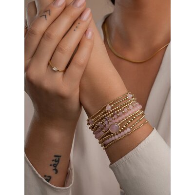 SPARKLING SPARKLING Armband | Roze Quartz Saturn small armband | Verguld