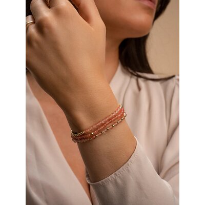 SPARKLING SPARKLING Armband | Cherry Quartz Saturn small armband | Verguld