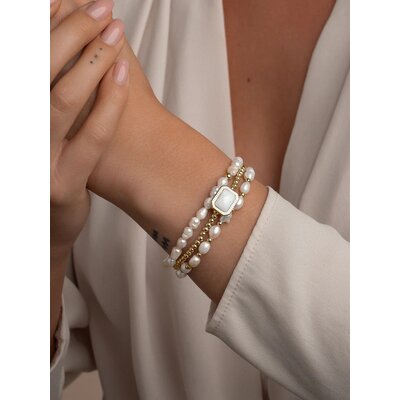 SPARKLING SPARKLING Armband | Pearl Saturn small armband  | Verguld