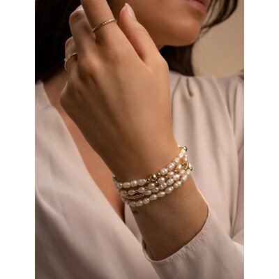 SPARKLING SPARKLING Armband | Pearl Saturn small armband  | Verguld