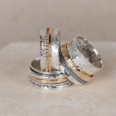 JEH JEWELS JEH JEWELS Ring | Ring zilver met goldfilled modieus kant | 19970